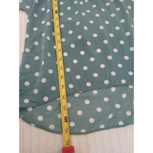 Maeve By Anthropologie Braxton Polka Dot Flutter Sleeve Blouse Small Teal White‎ - Picture 8 of 15